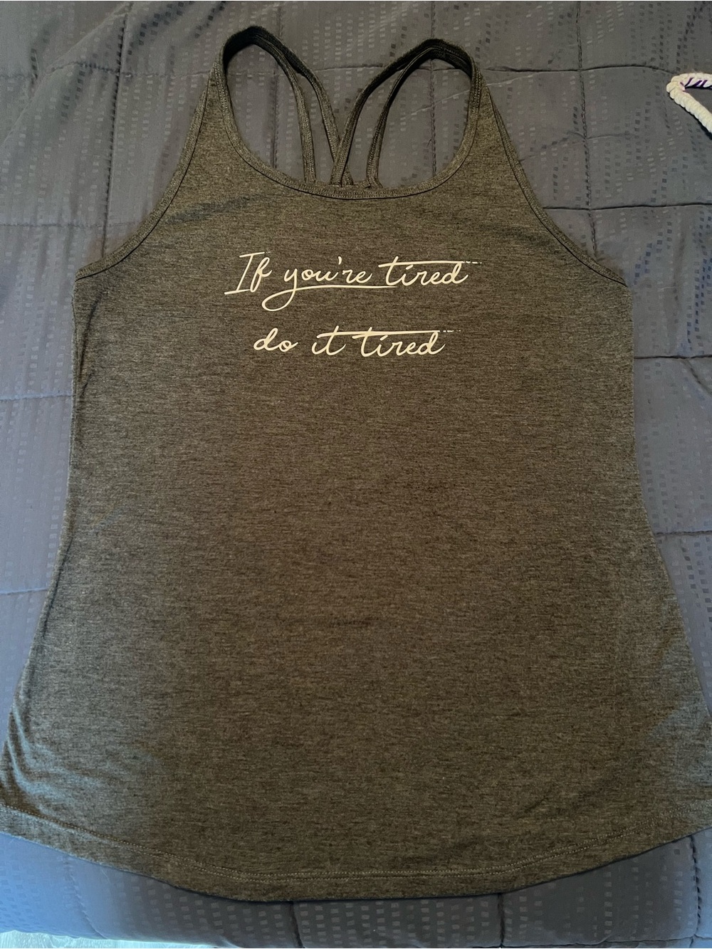 Constantly Varied Gear Heather Gray Double-Strap Tank with White Script